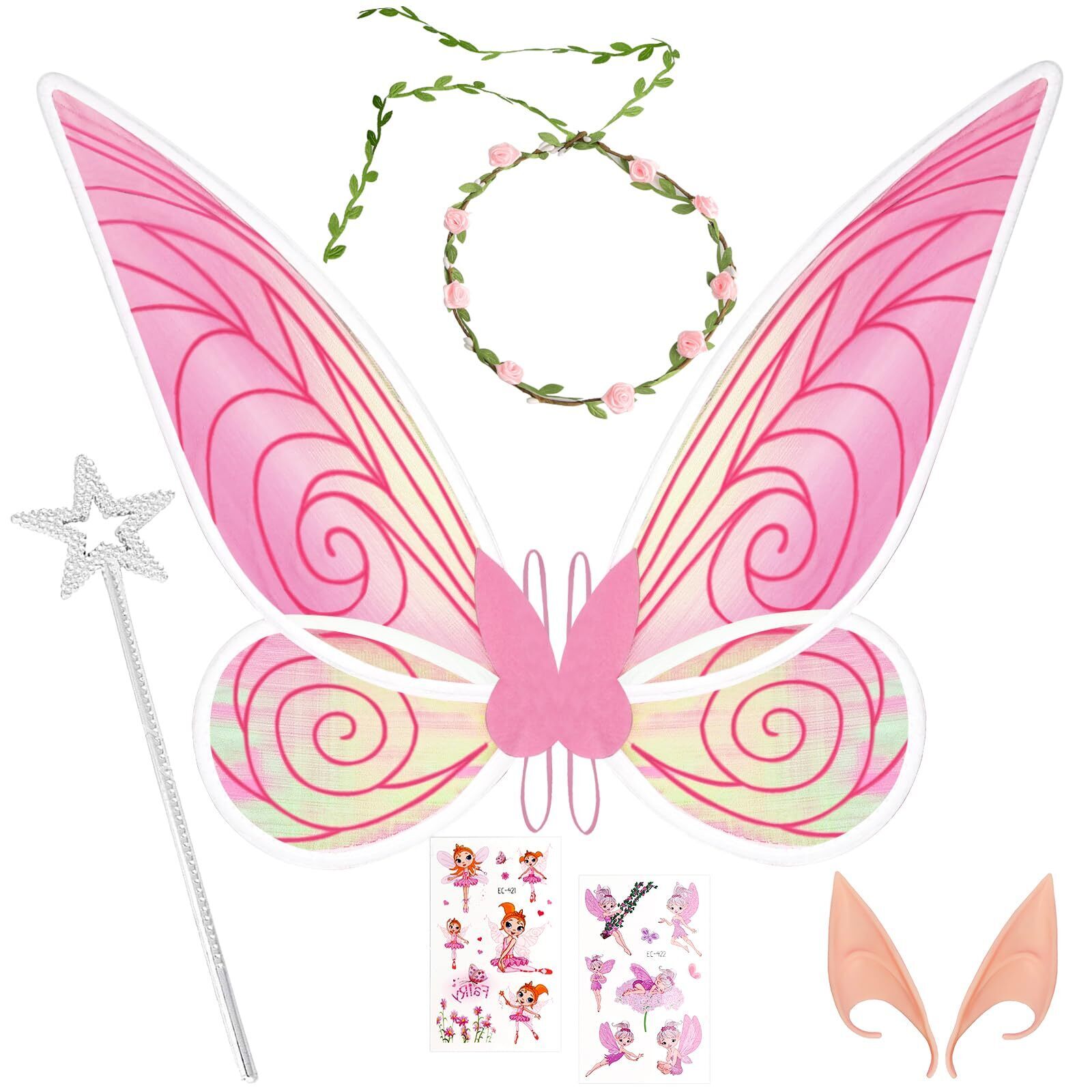 7448 Pink Fairy Wings For Women And Girls Halloween Fairy Costumes Tinkerbell